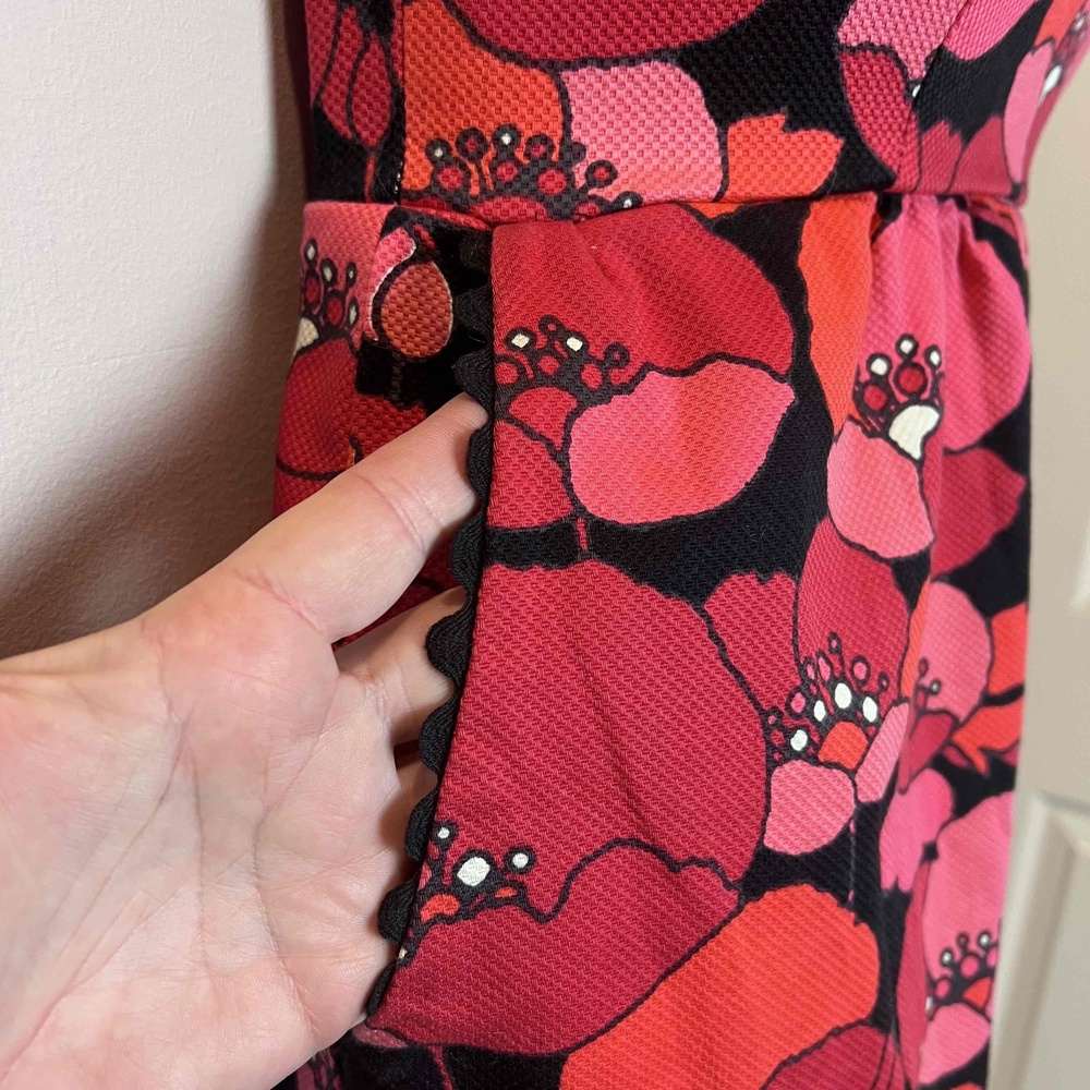 Judith March Pink Large Floral Print Sweetheart Neckline Pleated Strapless Dress - Picture 7 of 13